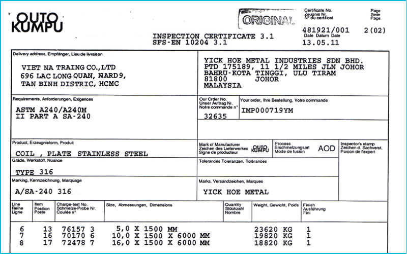 certificate of origin la gi